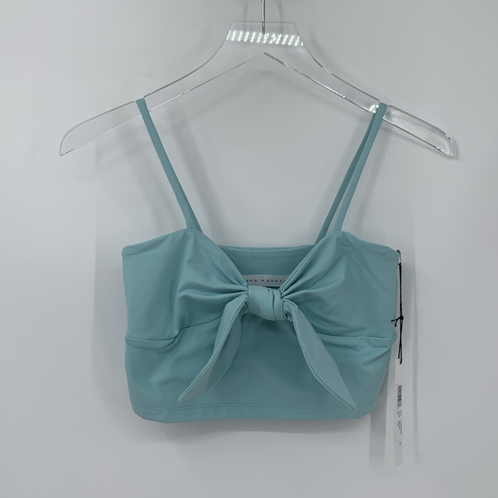 Susana Monaco Light Aqua Tie-Front Tank Crop Top